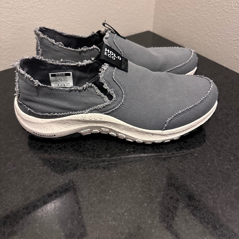 HOLO Athena Moc Slip-On Charcoal | Eco Canvas Casual Moc Toe Mens Size 11.5
